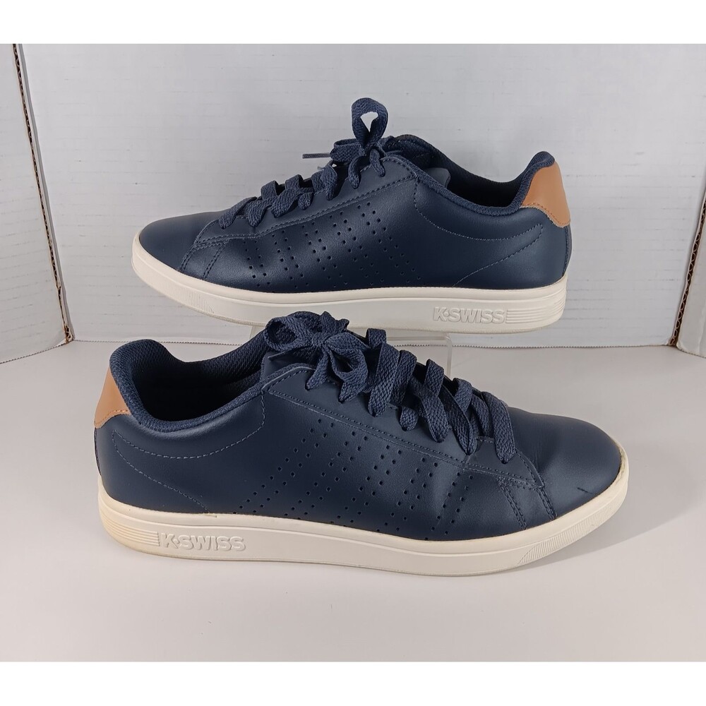 K Swiss Mens 9 M Sneakers Court Casper Casual Fashion Low Top Navy Blue Leather